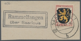 Saarland (1947/56) - Besonderheiten: "Rammelfangen über Saarlouis", Klarer Abschlag Des Landpoststem - Other & Unclassified