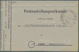 Saarland (1947/56) - Besonderheiten: 18 RUBENHEIM über HOMBURG (SAAR) 10.6.48, Klar Auf Postzustellu - Sonstige & Ohne Zuordnung