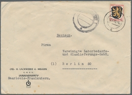 Saarland (1947/56) - Besonderheiten: "Saarlouis 1" (Not-Gummistempel In Schwarz), Sauber Auf Frank. - Sonstige & Ohne Zuordnung