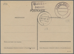 Saarland (1947/56) - Besonderheiten: SAARLOUIS 1 (Gummistempel) Neben Behelfsstempel 26.1.46 A Und R - Other & Unclassified