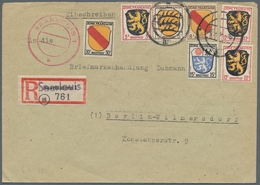 Saarland (1947/56) - Besonderheiten: "Saarlouis 1" (Not-Gummistempel In Rot), Sauber Auf Mit Frz. Zo - Sonstige & Ohne Zuordnung