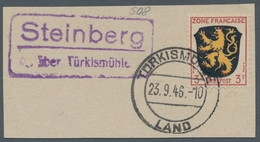 Saarland (1947/56) - Besonderheiten: "Steinberg über Türkismühle", Klarer Abschlag Des Landpoststemp - Sonstige & Ohne Zuordnung