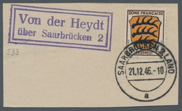 Saarland (1947/56) - Besonderheiten: "Von Der Heydt über Saarbrücken 2", Klarer Abschlag Des Landpos - Other & Unclassified