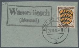 Saarland (1947/56) - Besonderheiten: "Wasserliesch (Mosel)", Klar Auf Frank. Briefstück Mit KONZ (BZ - Sonstige & Ohne Zuordnung