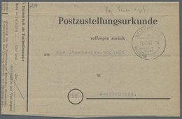 Saarland (1947/56) - Besonderheiten: WEISKIRCHEN über WADER 17.7.47 (aptiert), Klar Auf Zustellungsu - Other & Unclassified