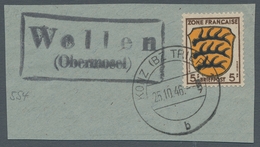 Saarland (1947/56) - Besonderheiten: "Wellen (Obermosel)", Klar Auf Frank. Briefstück Mit KONZ (BZ T - Sonstige & Ohne Zuordnung