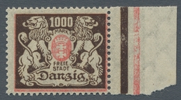 Danzig: 1923; 1000 M. Rot/schwarzbraun Mit Stehendem Wasserzeichen Tadellos Postfrisch Vom Rechten B - Other & Unclassified