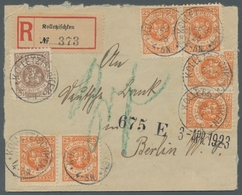 Memel: 1923, "10 Und 25 C. Wappenreiter", Drei Bzw. Sieben Werte Vs./rs. Auf R-Brief Mit Seltenerem - Memel (Klaipeda) 1923