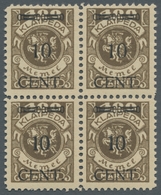 Memel: 1923; 10 C. Auf 400 MK. Dunkelolivbraun, Postfrischer Viererblock Mit Zwei Senkrechten Typenp - Memelgebiet 1923