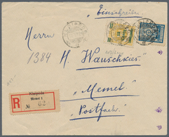 Memel: 1924, 15 Centu A. 20 Mk. In MiF Mit Litauen-Marke Auf Sauberem Orts-R-Brief - Memel (Klaipeda) 1923