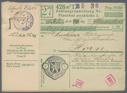Dt. Besetzung II WK - Böhmen Und Mähren: BöHMEN & MäHREN, ÜBERROLLER-BELEGE 1945. 2 Zahlungsanweisun - Occupation 1938-45