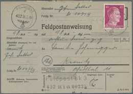 Feldpost 2. Weltkrieg: 1945 (26.2.), Frankierte FP.-Anweisung (Mittelstück Mit Anhängendem Empfänger - Other & Unclassified