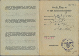 Zensurpost: 27.4.1944, "KONTROLLKARTE Für Den Auslandsbriefverkehr" Mit Ausgabe-Stempel "Steyr" Und - Otros & Sin Clasificación