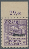 Deutsche Lokalausgaben Ab 1945: DESSAU: 1946, Wiederaufbau 42+28 Pfennig Mit Doppeltem Aufdruck Post - Autres & Non Classés