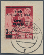 Deutsche Lokalausgaben Ab 1945: STRAUSBERG, 3 Mk. Mit Nicht Ausgegebenem Aufdruck Auf Briefstück. Se - Other & Unclassified