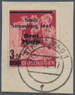 Deutsche Lokalausgaben Ab 1945: STRAUSBERG, 3 Mk. Mit Nicht Ausgegebenem Aufdruck Auf Briefstück. Se - Otros & Sin Clasificación