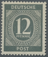 Alliierte Besetzung - Gemeinschaftsausgaben: 1946, "12 Pfg. Ziffer Dunkelgrüngrau", Postfrischer Wer - Other & Unclassified