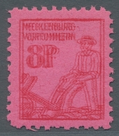 Sowjetische Zone - Mecklenburg-Vorpommern: 1946, Pflügender Bauer 8 Pfennig Dunkelrosarot, Tadellos - Other & Unclassified