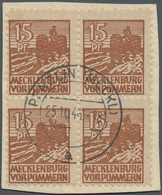 Sowjetische Zone - Mecklenburg-Vorpommern: 1946, 15 Pfg. Gelbbraun Auf Dünnem Glatten Papier "z", 4e - Autres & Non Classés