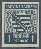 Sowjetische Zone - Provinz Sachsen: 1945, "1 Und 3 Pfg. Provinzwappen Mit Steigendem Wasserzeichen", - Autres & Non Classés