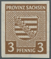Sowjetische Zone - Provinz Sachsen: 1945, "3 Pfg. Wappen Mit Steigendem Wasserzeichen", Postfrischer - Otros & Sin Clasificación