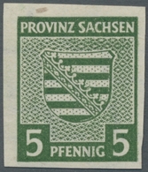 Sowjetische Zone - Provinz Sachsen: 1945, "5 Pfg. Wappen Mit Steigendem Wasserzeichen", Der Spitzenw - Other & Unclassified