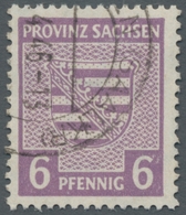 Sowjetische Zone - Provinz Sachsen: 1945, "6 Pfg. Wappen Rötlichgrauviolett", Sauber Gestempelter We - Other & Unclassified