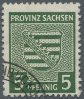 Sowjetische Zone - Provinz Sachsen: 1945, "5 Pfg. Graugrün Mit Steigendem Wasserzeichen", Sauber Ges - Otros & Sin Clasificación