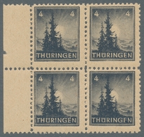 Sowjetische Zone - Thüringen: 1945; Freimarke 4 Pf. Im Postfrischen Viererblock Vom Linken Bogenrand - Other & Unclassified