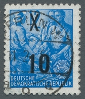 DDR: 1954; Fünfjahrplan 10 Auf 12 Pfg. Gestempelt Als "kleine Fälschung" Mit Rückseitigem Aufdruck " - Unused Stamps