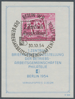 DDR: 1954, Ausstellungs-Block Mit Abart "Rahmen Oben Gebrochen" - Neufs