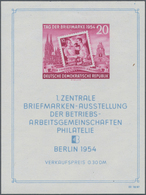 DDR: 1954, Block „Tag Der Marke 1954”, Mit Abart „Punkt über Rechten Blockeinfassungslinie”, In Post - Unused Stamps