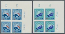 DDR: 1968, Olympiade 1968 Ungezähnt In Originalfarben Kpl. Im Eckrand-Viererblock, Attest Mayer BPP. - Unused Stamps