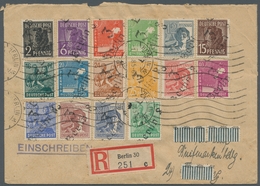 Berlin - Vorläufer: 1948, "3 BERLIN 8 Auf 2 Bis 84 Pfg. Kontrollrat II", 16 Werte (ohne "helle 60") - Storia Postale