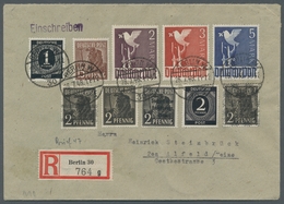 Berlin - Vorläufer: 1948, "2 Bis 5 Mk. Taube" Als Vorläufer-Länder-MiF Mit Band/Netzaufdruck Und SBZ - Covers & Documents