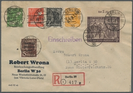 Berlin: 1948, "10 Und 25 Pfg. Schwarzaufdruck" Je Mit Länder-MiF Mit BI-Zone Band/Netz Und SBZ Allg. - Lettres & Documents