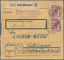 Berlin: 60 Pf. Schwarzaufdruck Im Paar Als MeF Auf Paketkarte Ab Berlin-Wilmersdorf Vom 24.9.48 Nach - Covers & Documents