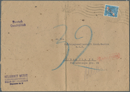 Berlin: 1949: Umschlag Ca. 23 X 16,4 Cm Als Orts-Doppelbrief Tarif II 20 Pf. Mit 20 Pf. Rotaufdruck - Covers & Documents