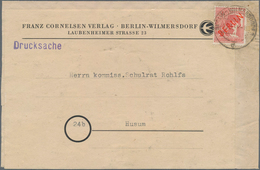 Berlin: 30 Pf. Rotaufdruck Als EF Auf Adreßträger Einer Drucksache 4. Gewichtsstufe! Ab Berlin-Wilme - Lettres & Documents