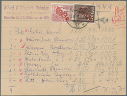 Berlin: 15 U. 60 Pf. Rotaufdruck Zusammen Auf Selbstgefertigten Einlieferungsschein Für 9 Pakete An - Lettres & Documents