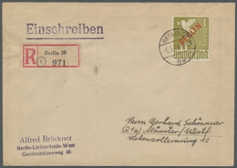 Berlin: 1949, "1 Und 2 Mk. Rotaufdruck", Je Als EF Auf überfrankierten R-Briefen Von Berlin Nach Mün - Briefe U. Dokumente