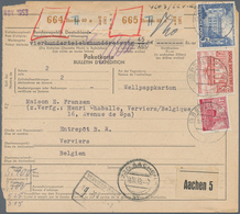 Berlin: 1953: Auslandspaketkarte A5 über 2 Pakete, 5,9 Kg. Und 3,5 Kg. Gebühr DM 5,25 Und 3,15 – Zus - Covers & Documents