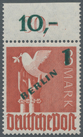 Berlin: 1949, Grünaufdruck 1 Mark Vom Platten-Oberrand Tadellos Postfrisch, Ungefaltet, Tiefst Geprü - Covers & Documents