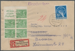 Berlin - Zusammendrucke: 1949, "10 Pfg. Bauten"-Heftchenblatt Mit Rand (!!!) Mit 30 Pfg. Währungsges - Se-Tenant