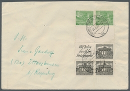 Berlin - Zusammendrucke: 1949, "Bauten I", Einheit Auf Brief Von Wuppertal-Elberfeld Nach Etterzhaus - Se-Tenant