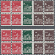 Berlin - Zusammendrucke: 1966, Brandenburger Tor, Heftchenblatt (ohne Rand) 2x Je Mit Plattenfehlern - Zusammendrucke