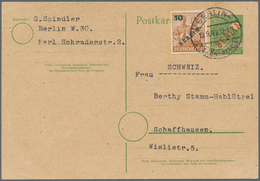 Berlin - Ganzsachen: 10 Pf. Rotaufdruck Mit 10 Pf. Grünaufdruck Als Auslandskarte Ab Berlin-Schönebe - Other & Unclassified