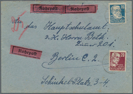 Berlin - Rohrpost: SBZ 16 U. 20 Pf. Köpfe I Zusammen Auf Rohrpostbf. Von Berlin N055 Vom 20.6.49 Nac - Other & Unclassified