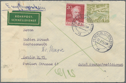 Berlin - Postschnelldienst: 1 DM. Bauten Mit 20 Pf. Männer I Zusammen Auf Postschnelldienstbf. Mit E - Cartas & Documentos