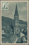 Französische Zone - Baden: 1949, Freiburg Wiederaufbau, 10 Pfg. Auf Maximumkarte - Otros & Sin Clasificación